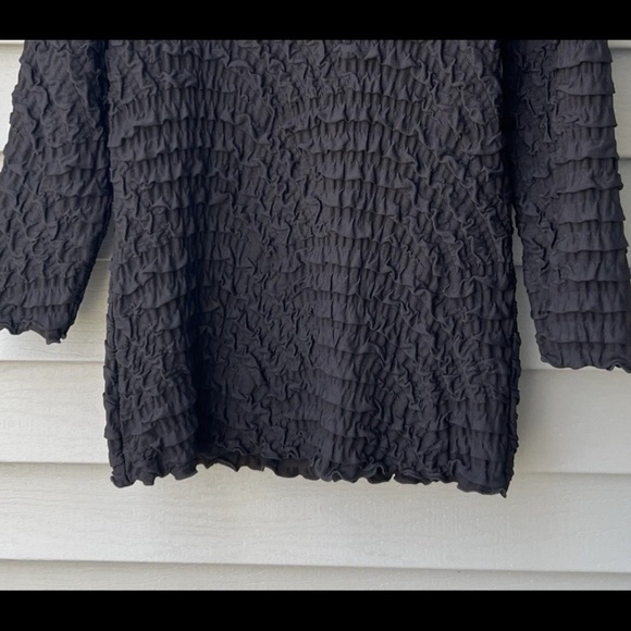 Haystack Waffle Textured Top Black 3/4 Sleeves V-neck Women's Size M - Picture 3 of 16